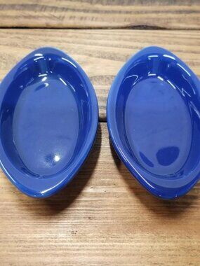 Cobalt Blue 2 Casserole Tableware Rarebit AuGratin Oval Stoneware